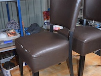 2 houten tafels afm. 120x80x75cm, 22 stoelen bruin leder mar meubelen (7,29) - afbeelding 7 van  8