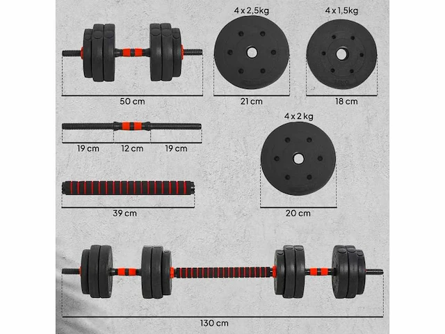 2-in-1 dumbbell kit, 2 pack, 25 kg, verstelbaar gewicht - afbeelding 3 van  3
