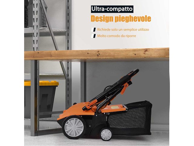 2-in-1 elektrische scarifier, gazonbeluchter, 30l grasverzamelaar, 1800w wiedmachine - afbeelding 9 van  10
