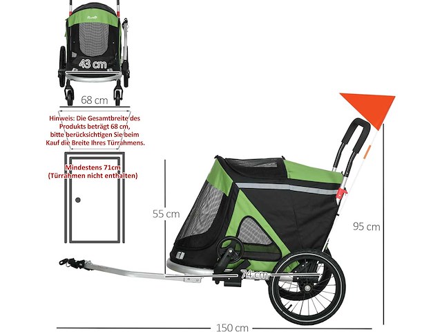 2-in-1 hondenfietsaanhanger - afbeelding 6 van  6