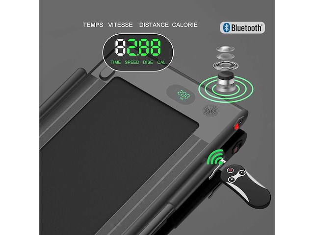 2-in-1 opvouwbare elektrische loopband 1 tot 12 km/u met bluetooth-luidspreker afstandsbediening motor 1,67 kw zwart - afbeelding 8 van  10