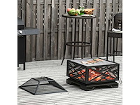 2-in-1 outdoor metalen vuurkom, vierkant, met rooster - afbeelding 2 van  6
