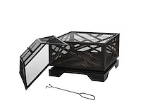 2-in-1 outdoor metalen vuurkom, vierkant, met rooster - afbeelding 3 van  6