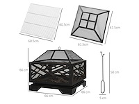 2-in-1 outdoor metalen vuurkom, vierkant, met rooster - afbeelding 4 van  6