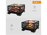 2-in-1 outdoor metalen vuurkom, vierkant, met rooster - afbeelding 5 van  6