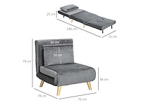 2-in-1, relaxstoel, uitklapbed - grijs - afbeelding 4 van  7