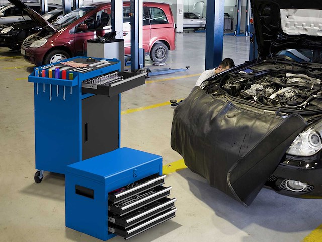 2-in-1 rollende gereedschapskist met 5 afsluitbare schuiflades - afbeelding 1 van  6