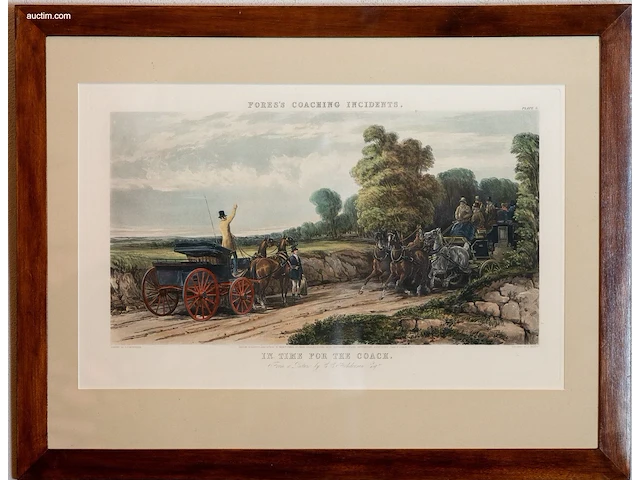 2 ingelijste antieke aquatint-prenten c.c.... - afbeelding 1 van  5