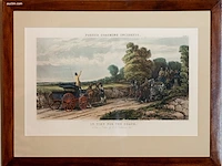 2 ingelijste antieke aquatint-prenten c.c....