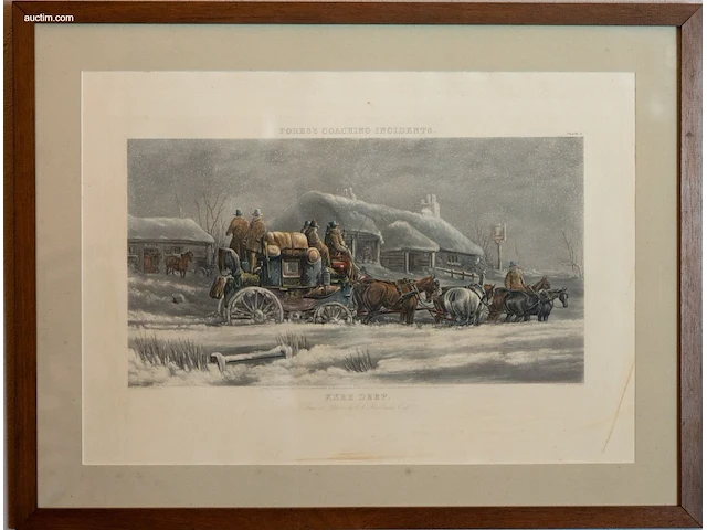 2 ingelijste antieke aquatint-prenten c.c.... - afbeelding 2 van  5