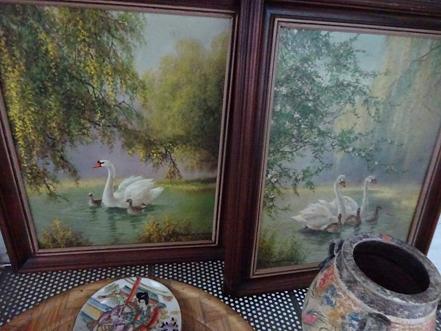 2 kaders zwanen - afbeelding 1 van  2