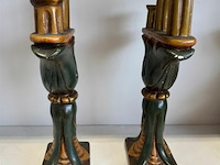 2 kandelaars met bladvormige deco - afbeelding 2 van  2