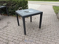 2 kunststof tuintafels