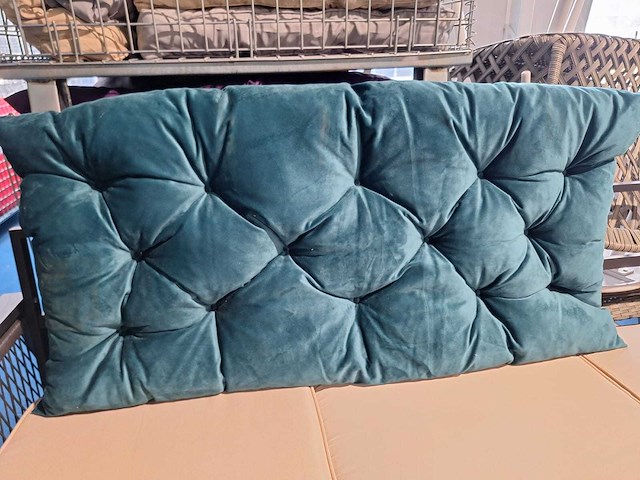 2 kussens voor een tuinbank - blauw - groen - afbeelding 5 van  6