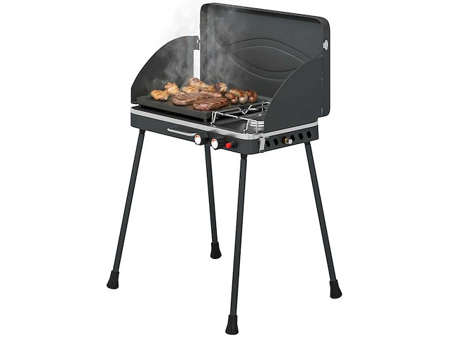 2 kw 2-branders 2-in-1 draagbare gasgrill met brandfunctie - afbeelding 2 van  5