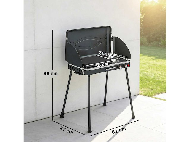 2 kw 2-branders 2-in-1 draagbare gasgrill met brandfunctie - afbeelding 3 van  5
