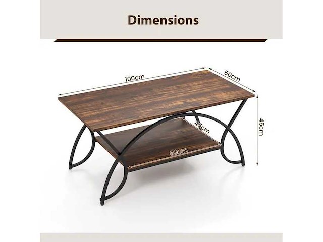 2-lagige industriële salontafel - afbeelding 4 van  5