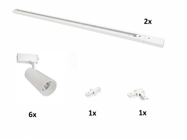 2 meter pro set railverlichting met 6 st 18w 4000k railspot (2x) - afbeelding 2 van  7