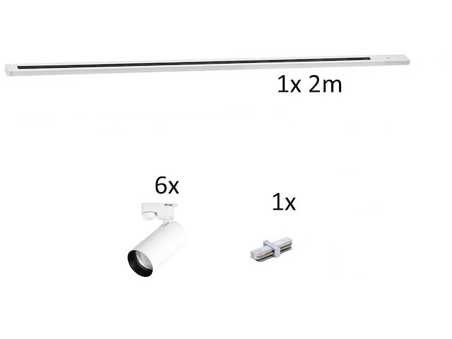 2 meter railsysteem met 6 st railspot gu10 fitting met ring (2x) - afbeelding 2 van  9