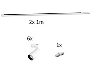 2 meter railsysteem met 6 st railspot gu10 fitting met ring (2x) - afbeelding 2 van  10