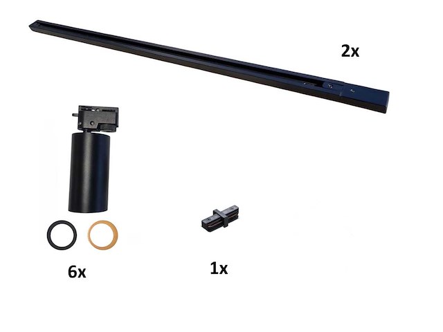 2 meter railsysteem met 6 st railspot gu10 fitting met ring (2x) - afbeelding 13 van  14