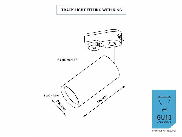 2 meter railsysteem met 6 st railspot gu10 fitting met ring (2x) - afbeelding 6 van  10