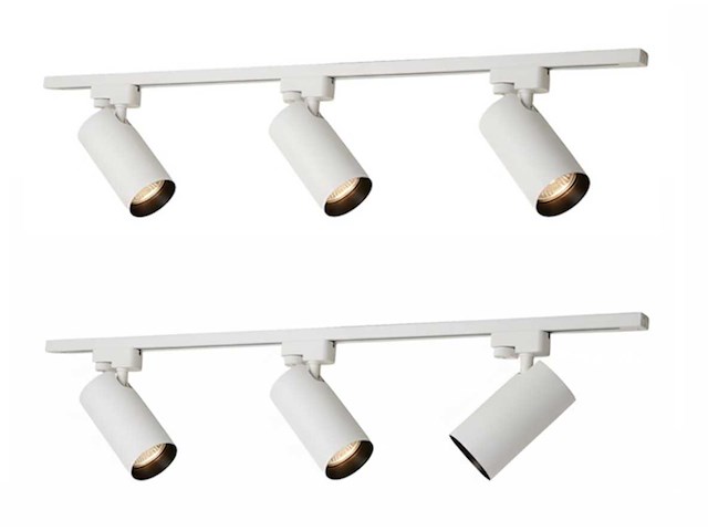 2 meter railsysteem met 6 st railspot gu10 fitting met ring(1x) - afbeelding 1 van  6