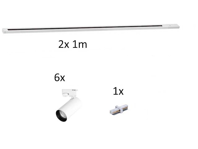 2 meter railsysteem met 6 st railspot gu10 fitting met ring(4x) - afbeelding 2 van  10