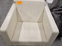 2 moderne fauteuils, witbeige leder drisag - afbeelding 2 van  5