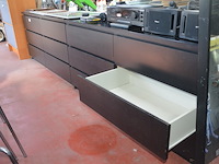 2 moderne zwarte ladekasten met 6 laden 160x50x78 cm, spiegel - afbeelding 5 van  8