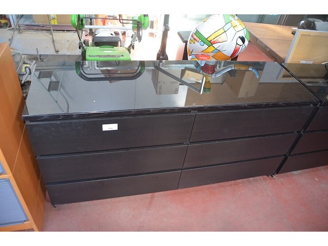 2 moderne zwarte ladekasten met 6 laden 160x50x78 cm, spiegel - afbeelding 6 van  8