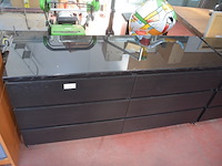 2 moderne zwarte ladekasten met 6 laden 160x50x78 cm, spiegel - afbeelding 6 van  8