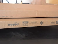2 open kasten met vier vakken in zwartbruin ikea kallax 77x77 cm, bruin tafelblad ikea idasen 160x80 cm, 3 pakketten zwarte grenen woood connect 2-deurs kast met lades 195x94x53 cm (13,14,15) - afbeelding 8 van  8