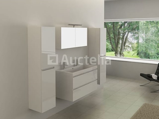 2-persoons badkamermeubel 100 cm hoogglans wit - incl. kranen - afbeelding 2 van  5