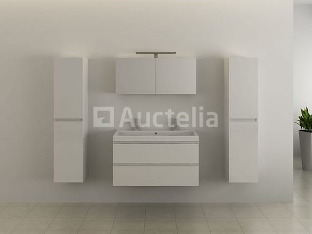 2-persoons badkamermeubel 100 cm hoogglans wit - incl. kranen - afbeelding 3 van  5