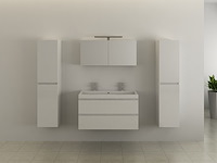 2-persoons badkamermeubel 100 cm hoogglans wit - incl. kranen - afbeelding 1 van  6