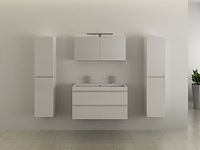 2-persoons badkamermeubel 100 cm hoogglans wit - incl. kranen - afbeelding 2 van  5