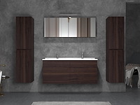 2-persoons badkamermeubel 120 cm donker hout decor - incl. kranen - afbeelding 1 van  4