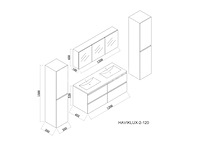 2-persoons badkamermeubel 120 cm hoogglans antraciet - incl. kranen