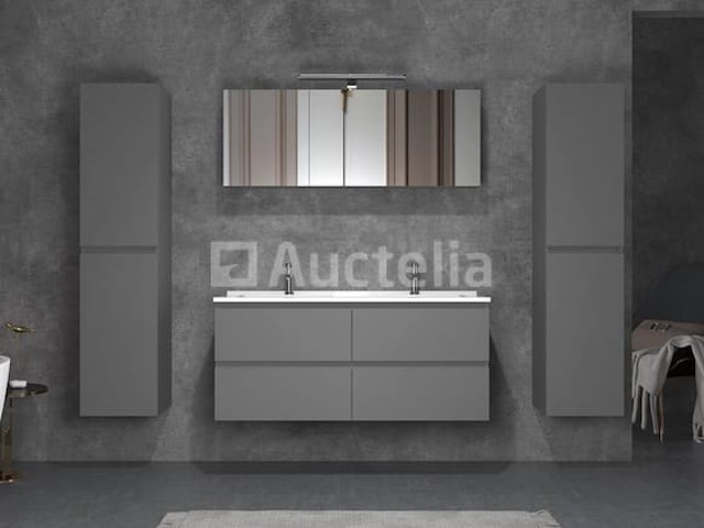 2-persoons badkamermeubel 120 cm hoogglans antraciet - incl. kranen - afbeelding 4 van  5