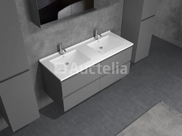 2-persoons badkamermeubel 120 cm hoogglans antraciet - incl. kranen - afbeelding 5 van  5