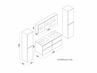 2-persoons badkamermeubel 120 cm hoogglans antraciet - incl. kranen - afbeelding 4 van  5