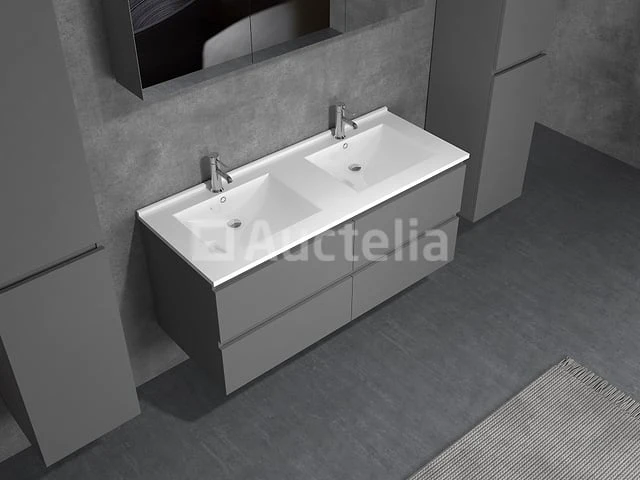2-persoons badkamermeubel 120 cm hoogglans antraciet - incl. kranen - afbeelding 5 van  5