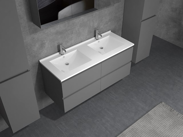 2-persoons badkamermeubel 120 cm hoogglans antraciet - incl. kranen - afbeelding 2 van  5