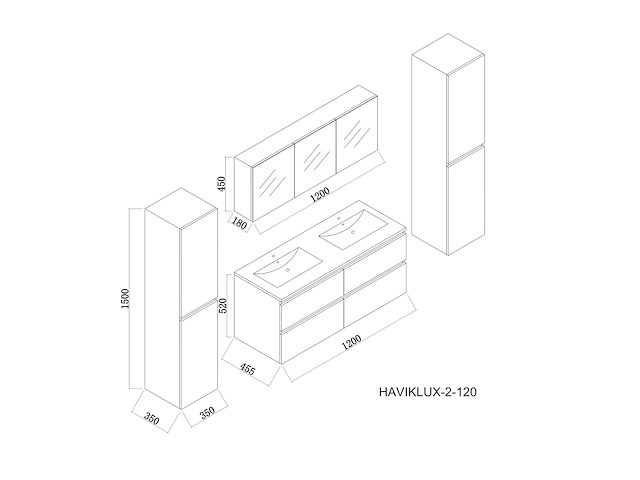 2-persoons badkamermeubel 120 cm hoogglans antraciet - incl. kranen - afbeelding 5 van  5