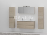 2-persoons badkamermeubel 120 cm licht hout decor - incl. kranen - afbeelding 3 van  6