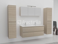 2-persoons badkamermeubel 120 cm licht hout decor - incl. kranen - afbeelding 4 van  6