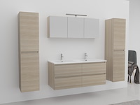 2-persoons badkamermeubel 120 cm licht hout decor - incl. kranen - afbeelding 1 van  6