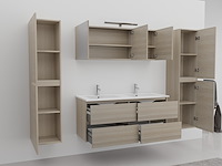 2-persoons badkamermeubel 120 cm licht hout decor - incl. kranen - afbeelding 2 van  6