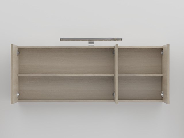 2-persoons badkamermeubel 120 cm licht hout decor - incl. kranen - afbeelding 6 van  6
